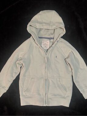 Fat Face Kids Cream Zip Hoodie with Front Pockets